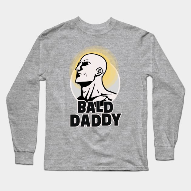 Bald Daddy || Bald Man Illustration Long Sleeve T-Shirt by Mad Swell Designs